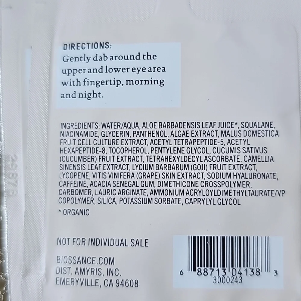 New Biossance Skincare Samples - Squalane + Peptide Phyto-Retinol Rose Oil Vit C